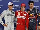 ODSTARTUJÍ Z ELA. Michael Schumacher (vlevo) toti skonil v kvalifikaci tetí