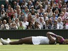 POVALENÁ RADOSTÍ. Serena Williamsová si vychutnává vítzství na slavném turnaji