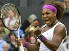 RADOST. Serena Williamsová slaví postup do semifinále Wimbledonu.