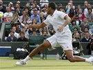 JET KOUSEK. Jo-Wilfried Tsonga ve tvrtfinále Wimbledonu.