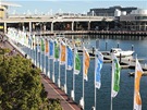 Na vlajkách Microsoft neetil. Darling Harbour je jimi doslova lemovaný.