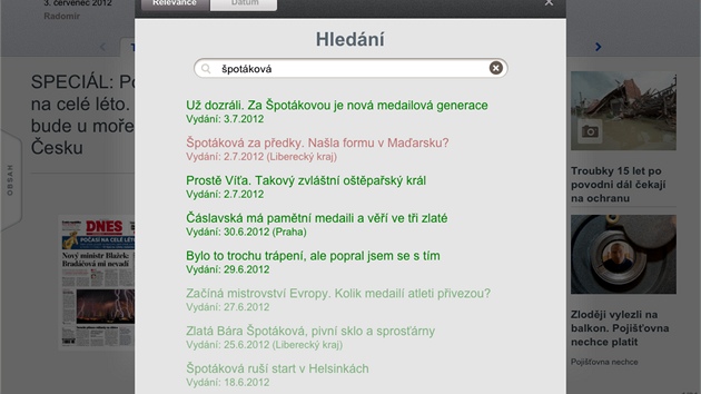 Vyhledvn v MF DNES. Tmav zelen titulky maj lnky z ji staench vydn, svtle zelen jsou z vydn, kter si mete sthnout. erven pochzej z jinch region, ne k jakm mte pstup.