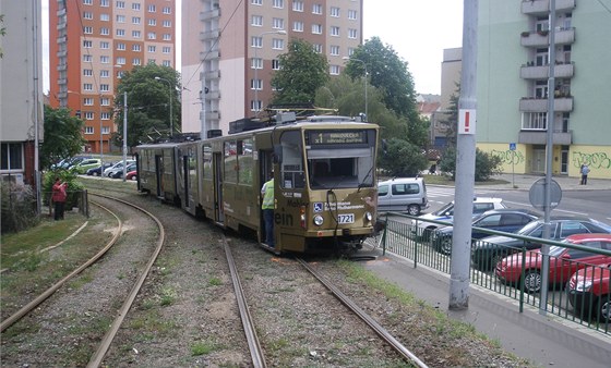 U Mendlova námstí v Brn vykolejila ve tvrtek tramvaj.