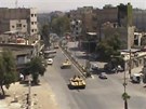 Tanky syrské armády v ulicích Damaku (17. ervence 2012)