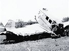 Letadlo Junkers krátce po tragickém pádu, pi nm piel o ivot Baa i pilot...