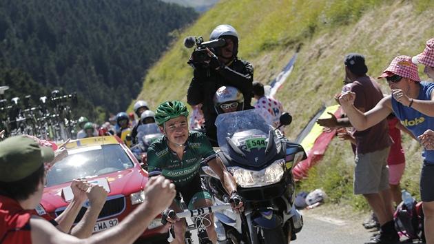 Thomas Voeckler na cest k triumfu v 16. etap Tour de France.