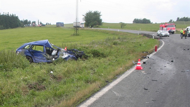 Msto tragick nehody u Milotic nad Opavou. (19. ervence 2012)