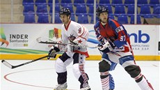 Momentka ze semifinále mistrovství světa inline hokejistů Česko - USA