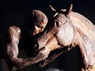 Jaroměřský sochař Petr Novák s malým modelem pomníku padlým koním 