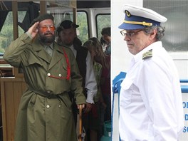 Podmajor Introvič se při vystupování z lodi loučí s kapitánem.