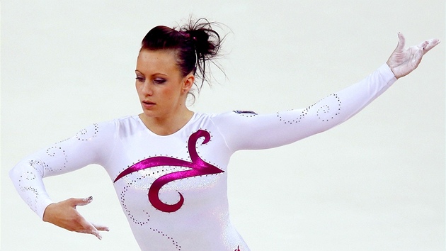 Sportovn gymnastka Kristna Pleov pi sv olympijsk sestav v Londn (29. ervence 2012)