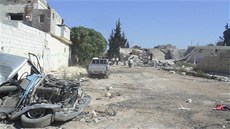 Rozstílené budovy v provincii Aleppo (20. ervence 2012)