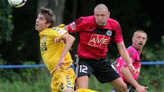 Jihlavský Martin �tancl (vlevo) v souboji s bud�jovickými Janem Halamou (ve