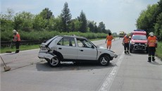 Hasii odklízí nehodu na dálnici D1 ve smru na Brno.