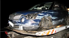 V�z �koda Yeti po st�etu s divokým prasetem na Krom��í�sku