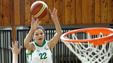Tereza Barnetová z SB� Ostrava st�ílí na ko� BA Sparta.