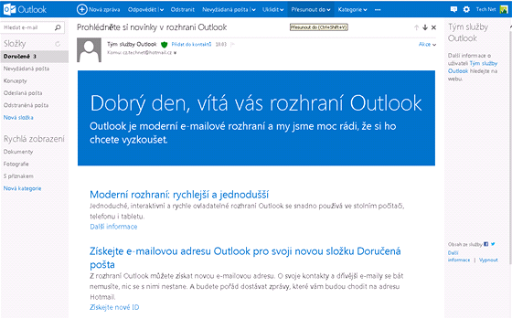 Nové rozhraní webmailu od Microsoftu Outlook.com 