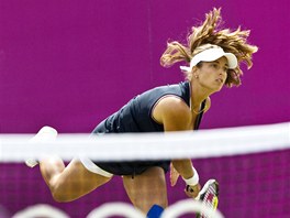 esk tenistka Petra Cetkovsk pi zpasu s Nmkou Angelique Kerberovou. (30.