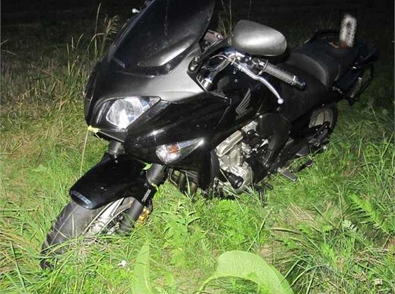 Opilý nmecký motorká skonil v píkopu ve Vysoké nad Labem (2. 8. 2012) 