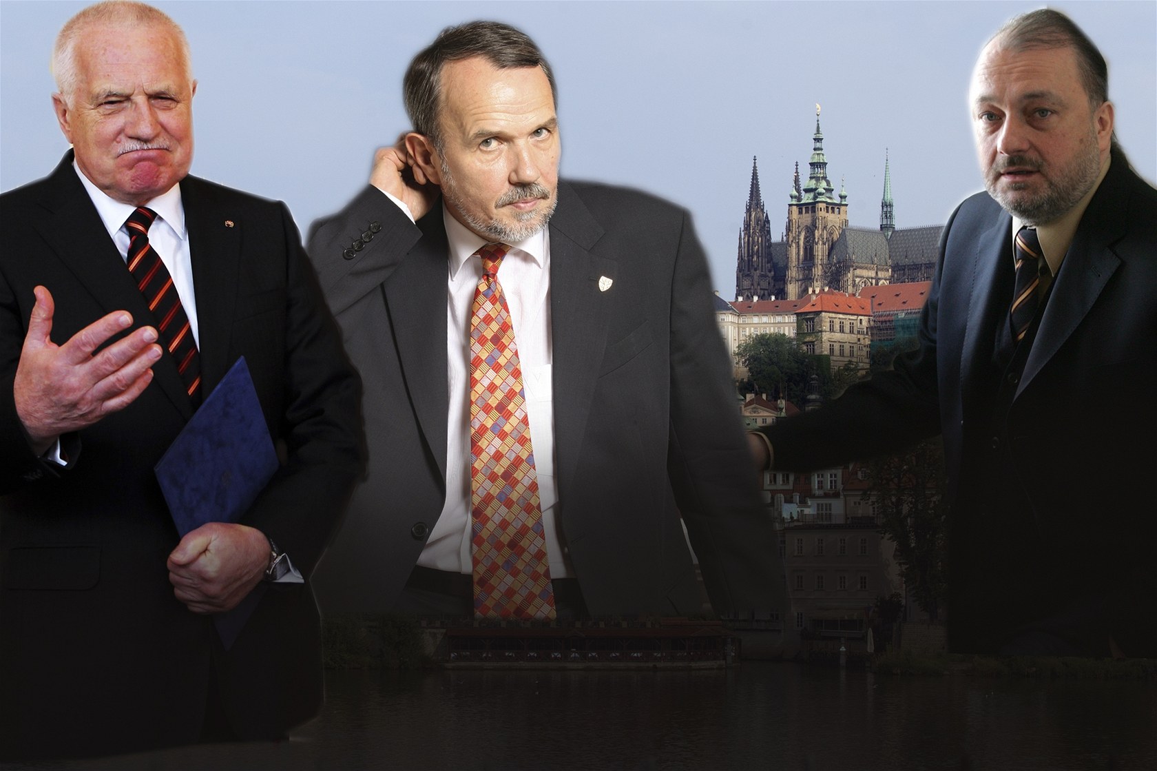 Na amnestii Václava Klause se podle hradního kanclé�e Vratislava Myná�e podíleli Ladislav Jakl (vpravo), Petr Hájek (uprost�ed) a Pavel Hasenkopf (ilustra�ní snímek).