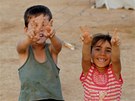 Syrské dti v jordánském uprchlíckém táboe Zátarí (2. srpna 2012)
