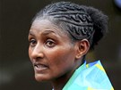 Etiopanka Tiki Gelanaová si v londýn dobhla pro olympijské zlato z maratonu.