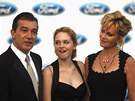 Antonio Banderas s Melanií Griffithovou a jejich dcerou Stellou (2012)