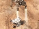Animace pistání sondy na povrchu Marsu