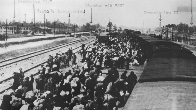 Jaro 1944. Příjezd maďarských židů do Osvětimi