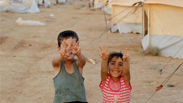 Syrsk dti v jordnskm uprchlckm tboe Ztar (2. srpna 2012)