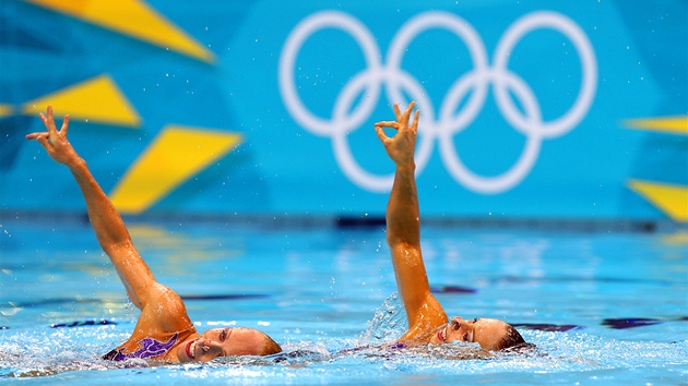 �esk� akvabely Al�b�ta Dufkov� (vpravo) a So�a Bernardov� p�i olympijsk� kvalifikaci (6. srpna 2012)