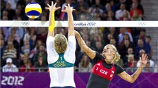 eská pláová volejbalistka Markéta Sluková smeuje pi utkání s Australankami