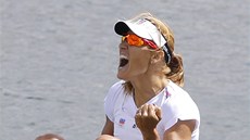 ZLATO! Skifaka Mirka Knapková se raduje v cíli finálového závodu. (4. srpna...