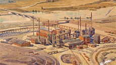 Malí� Erwin Pendl zachytil i koksovnu Karolina, kde nyní stojí nové obchodní