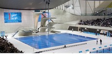 London Aquatics Centre - unikátní je eení skokanské ve.