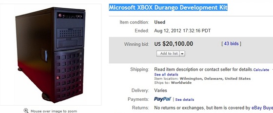 Microsoft XBOX Durango Development Kit na aukci eBay
