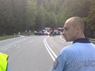 Tragická nehoda kodovky a motorkáe u Votic.
