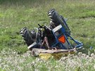 pevrácený traktor u Huslenek na Vsetínsku