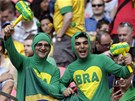 JET S ÚSMVEM. Braziltí fanouci jet v dob, kdy netuili, e jejich tým