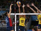 Americká volejbalistka Logan Tomové smeuje bhem finále s Brazílií