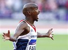 Mohamed Farah se raduje ze zlata z bhu na 5000 metr na olympiád v Londýn