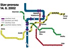 Plnek stavu provozu praskho metra k 14. srpnu 2002