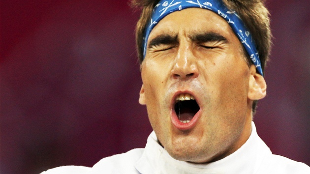 �esk� modern� p�tiboja� David Svoboda p�i �ermu (11. srpna 2012)