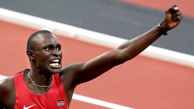 Kean David Lekuta Rudisha zskal olympijsk vtzstv v bhu na 800 metr s novm svtovm rekordem s asem 1:40.91. (9. srpna 2012)