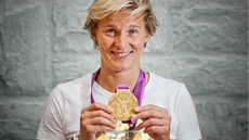 Oštěpařka a olympijská medailistka Bára Špotáková (16. srpna 2012, Praha)