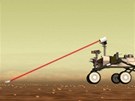 Vozítko Curiosity na Marsu "stílí" laserem.