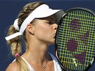 POLIBEK RAKET. Maria Kirilenková ve finále turnaje v New Havenu. 