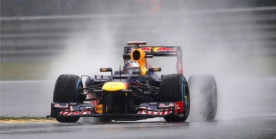  Sebastian Vettel  pi prvním tréninku na Velkou cenu Belgie.
