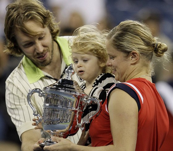 Kim Clijstersová  s manelem a dcerou.