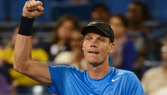 VYHRÁL JSEM. Tomá Berdych porazil na US Open Sama Querreyho a zahraje si ve